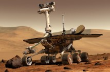 Wizja artystyczna przedstawiająca łazik NASA Mars Exploration Rover podczas jego podróży po powierzchni Marsa. Dwa takie łaziki wylądowały na dwóch przeciwległych krańcach planety w styczniu 2004 roku. Każdy pojazd wyposażony jest w zestaw narzędzi umożliwiających przeprowadzanie badań geologicznych. / Credit: NASA/JPL/Cornell University